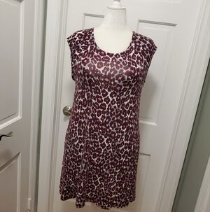 LOFT Outlet Petite Cheetah Print Cap Sleeve Dress Size Large Petite